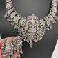 Goddess lakshmi Peacock Potta Stones Oxidized German Silver Necklace