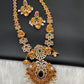 Floral Peacock Design CZ Matte Finish Ethnic Necklace