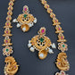 Floral Peacock Design CZ Matte Finish Ethnic Necklace