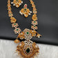 Floral Peacock Design CZ Matte Finish Ethnic Necklace