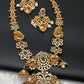 Floral Peacock Design CZ Matte Finish Ethnic Necklace