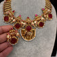 Elephant Nakshi Red Jadau Kundan Statement Neckline Necklace