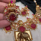 Elephant Nakshi Red Jadau Kundan Statement Neckline Necklace