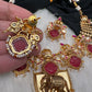 Elephant Nakshi Red Jadau Kundan Statement Neckline Necklace