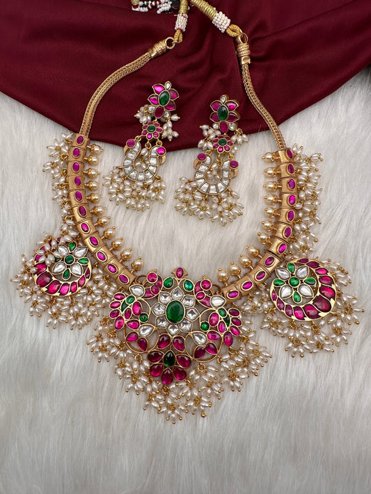 Jadau Kundan Rice Pearls Necklace