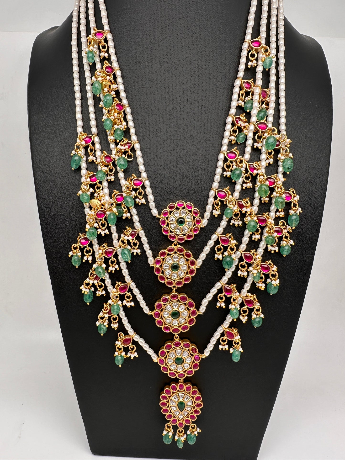 Jadau Kundan Multi Layer Pearl Necklace