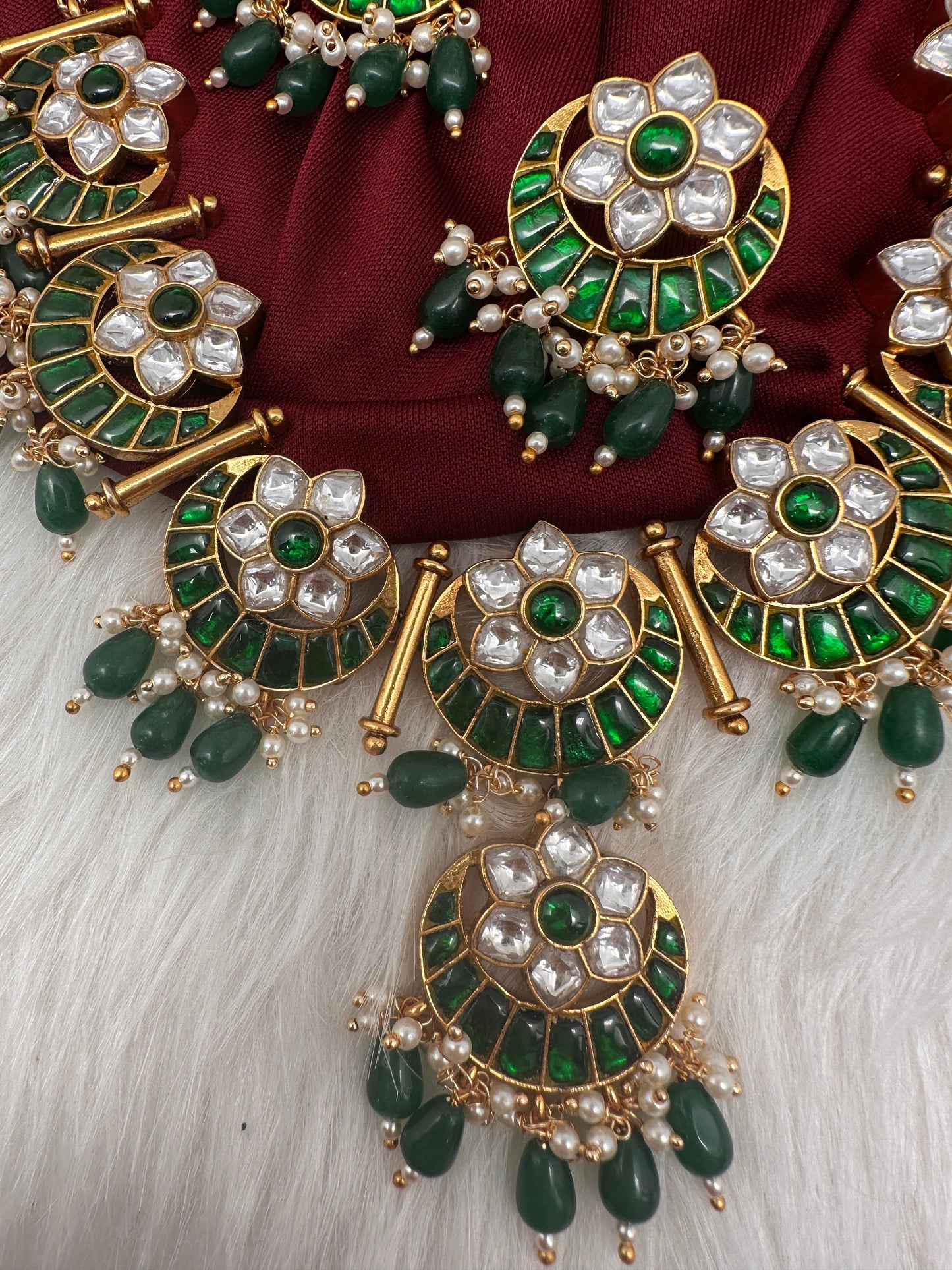 Jadau Kundan Green Floral Necklace