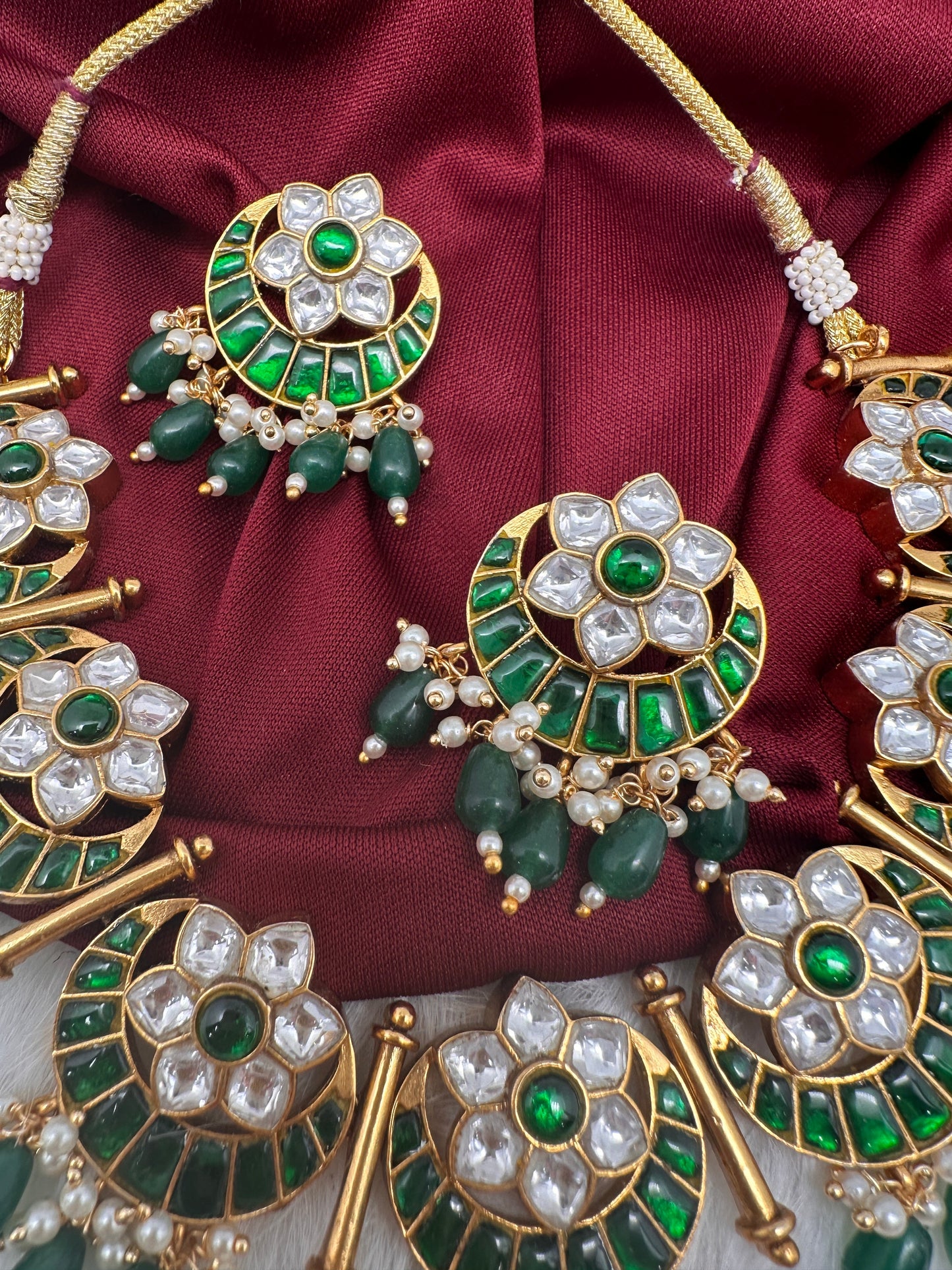 Jadau Kundan Green Floral Necklace