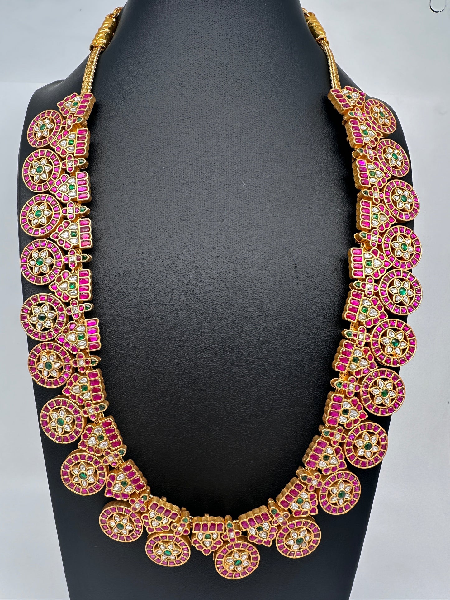 Jadau Kundan Traditional Bottu Mala Long Necklace