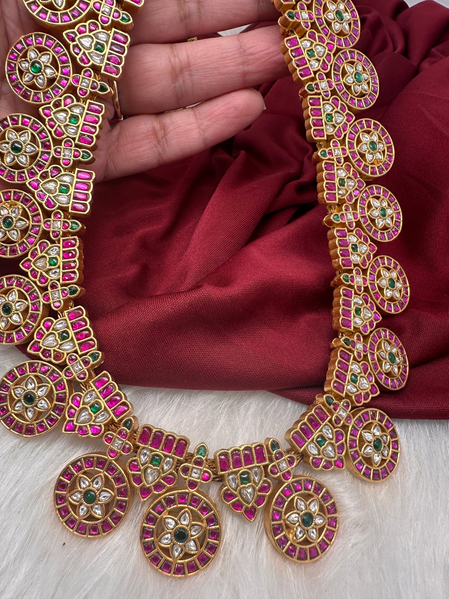 Jadau Kundan Traditional Bottu Mala Long Necklace