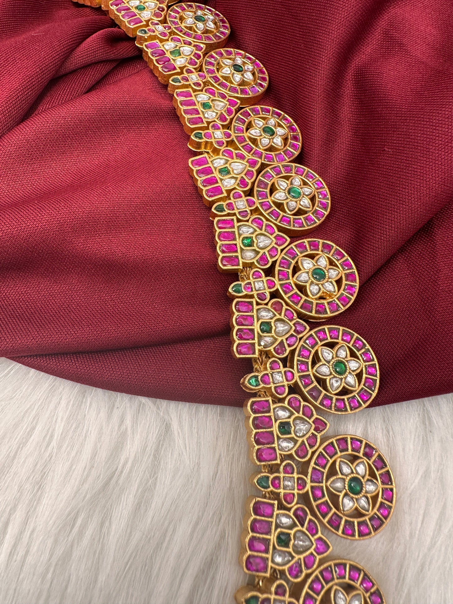 Jadau Kundan Traditional Bottu Mala Long Necklace