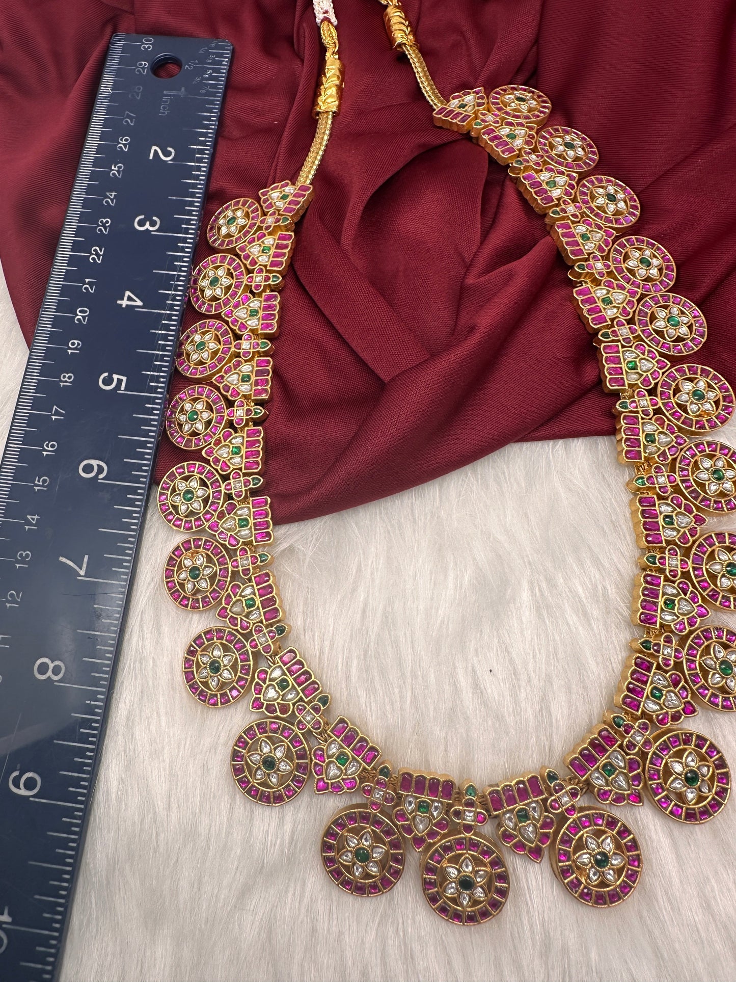 Jadau Kundan Traditional Bottu Mala Long Necklace