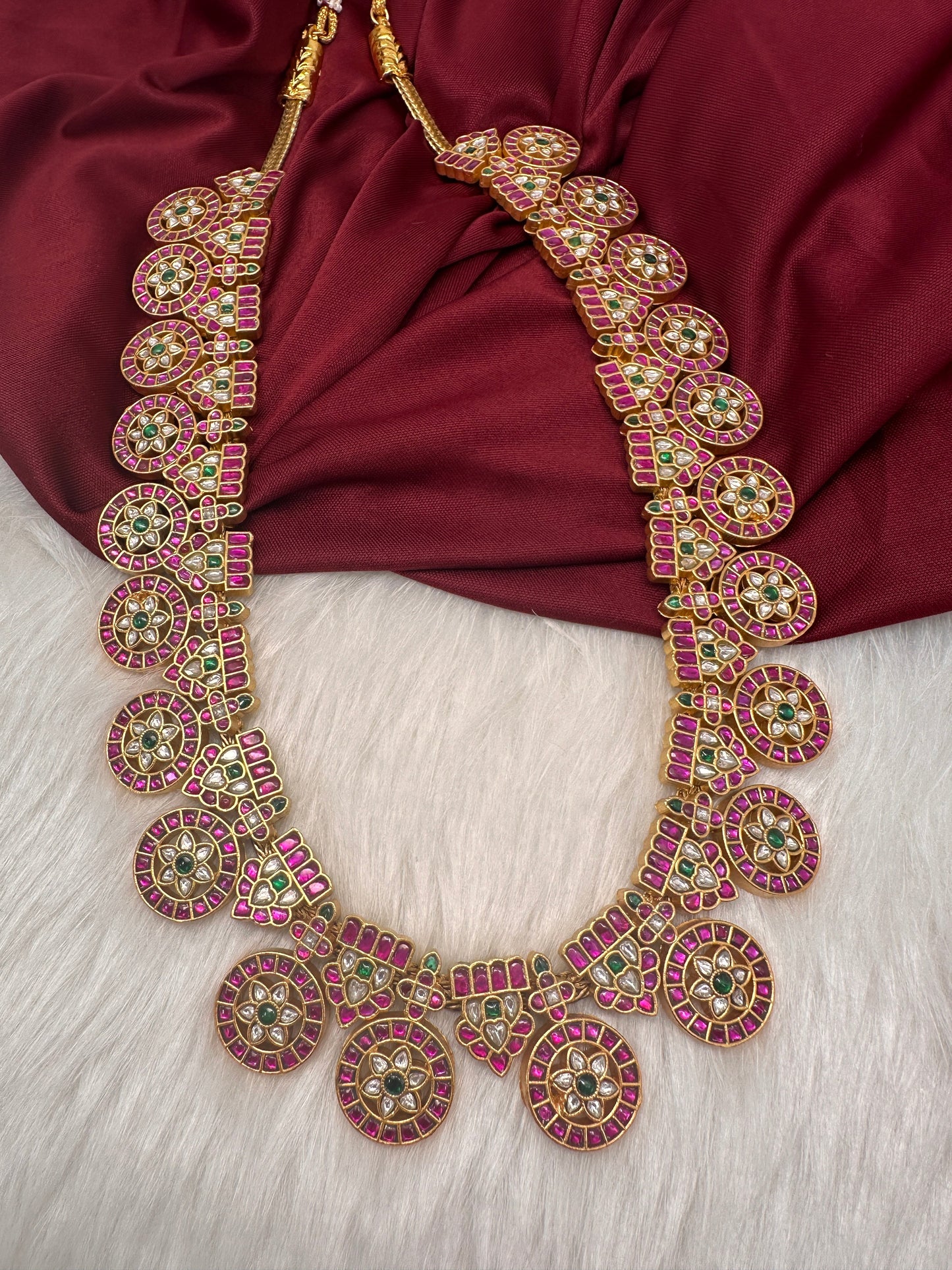 Jadau Kundan Traditional Bottu Mala Long Necklace