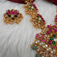 Jadau Kundan Lotus Emerald Beads Necklace