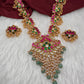 Jadau Kundan Lotus Emerald Beads Necklace