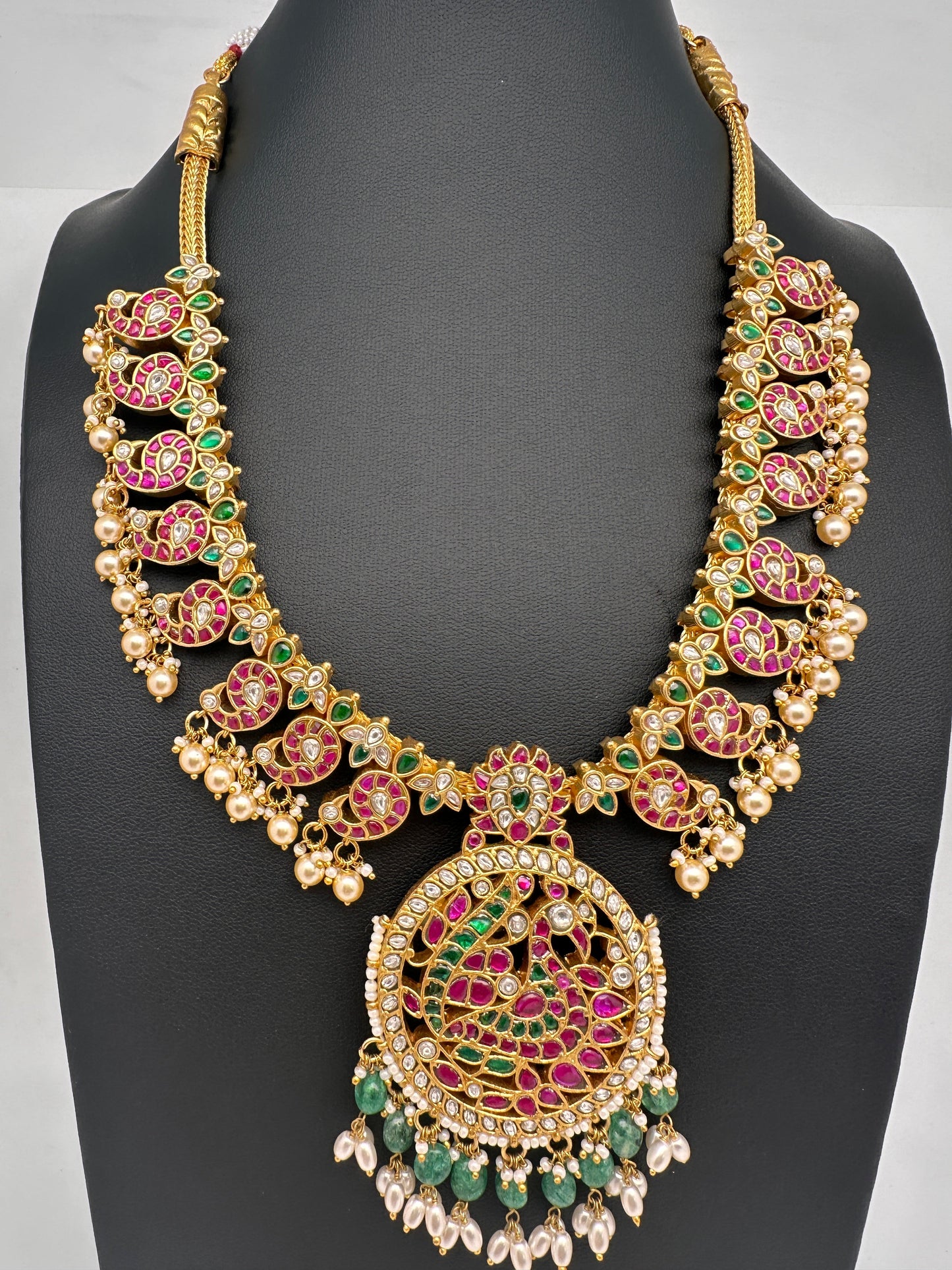 Jadau Kundan Peacock Mango MidLenght Necklace