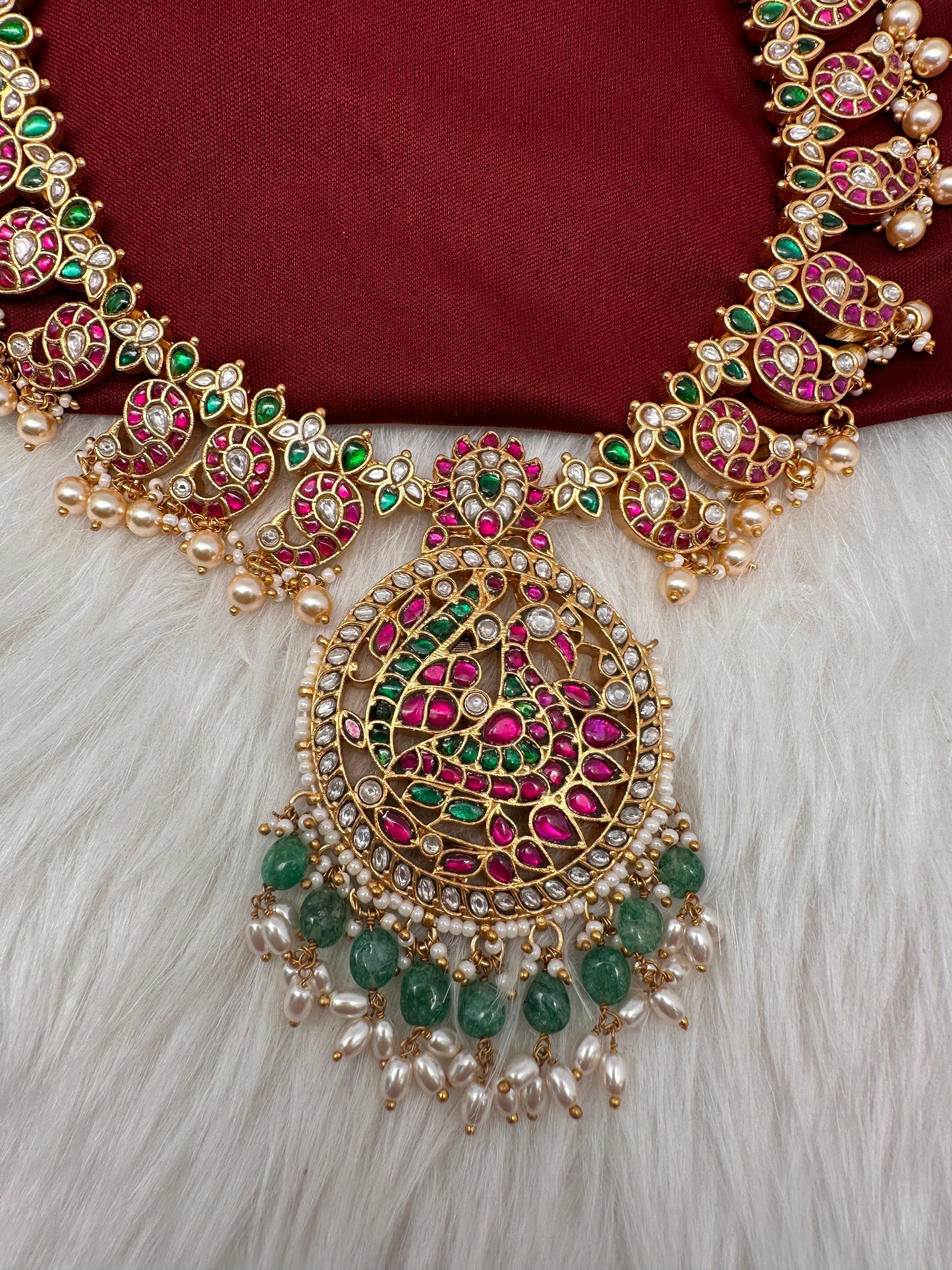 Jadau Kundan Peacock Mango MidLenght Necklace