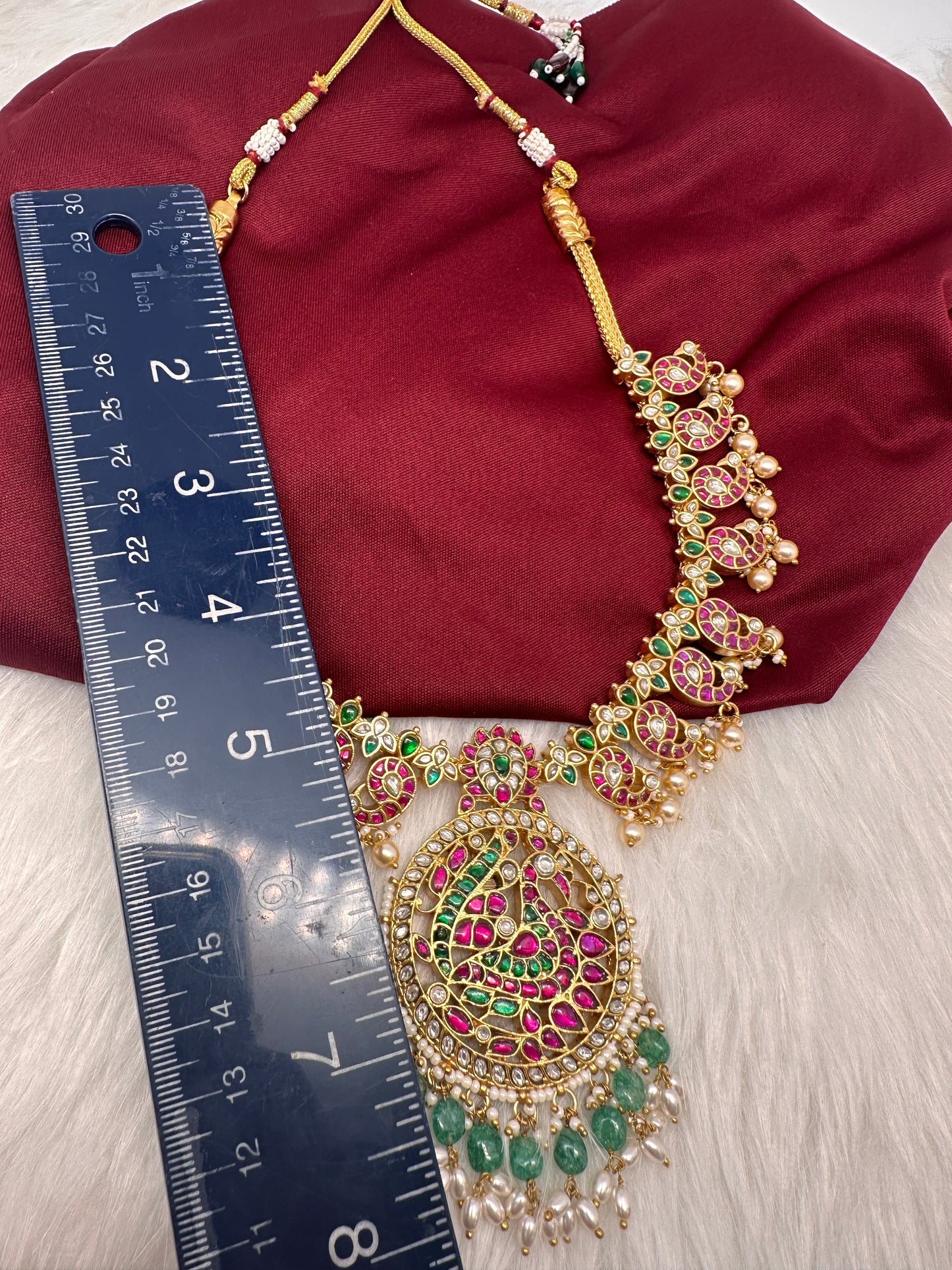 Jadau Kundan Peacock Mango MidLenght Necklace