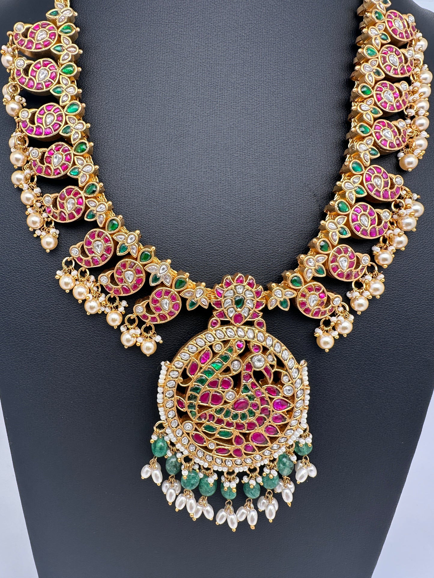 Jadau Kundan Peacock Mango MidLenght Necklace