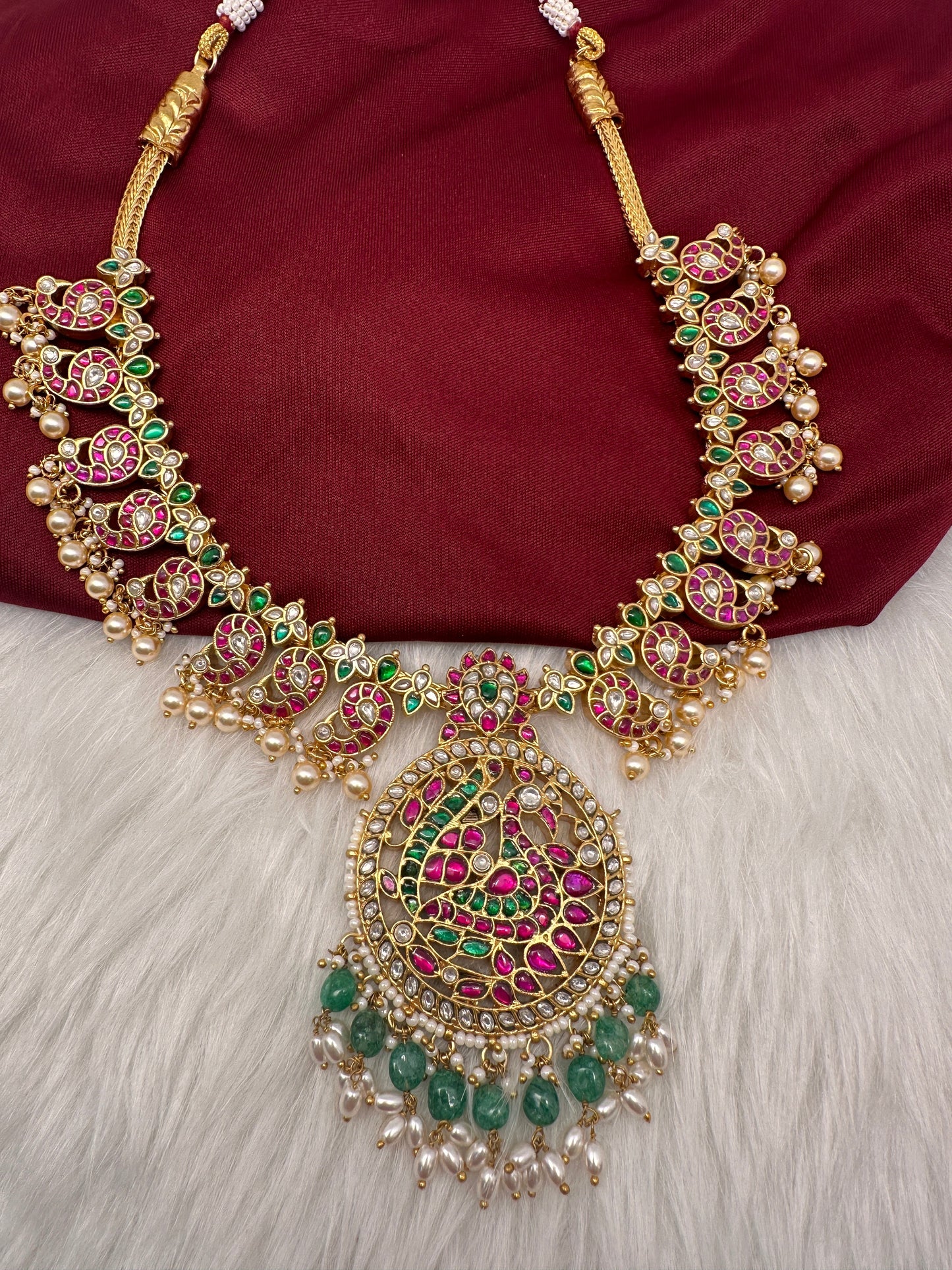 Jadau Kundan Peacock Mango MidLenght Necklace