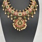 Jadau Kundan Multi Color Neckline Necklace with Emerald Beads