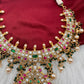 Jadau Kundan Multi Color Neckline Necklace with Emerald Beads