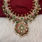 Jadau Kundan Multi Color Neckline Necklace with Emerald Beads