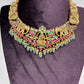 Jadau Kundan Goddess Lakshmi  Elephant Antique Matte Short Neckline Necklace