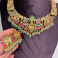 Jadau Kundan Goddess Lakshmi  Elephant Antique Matte Short Neckline Necklace