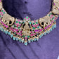 Jadau Kundan Goddess Lakshmi  Elephant Antique Matte Short Neckline Necklace