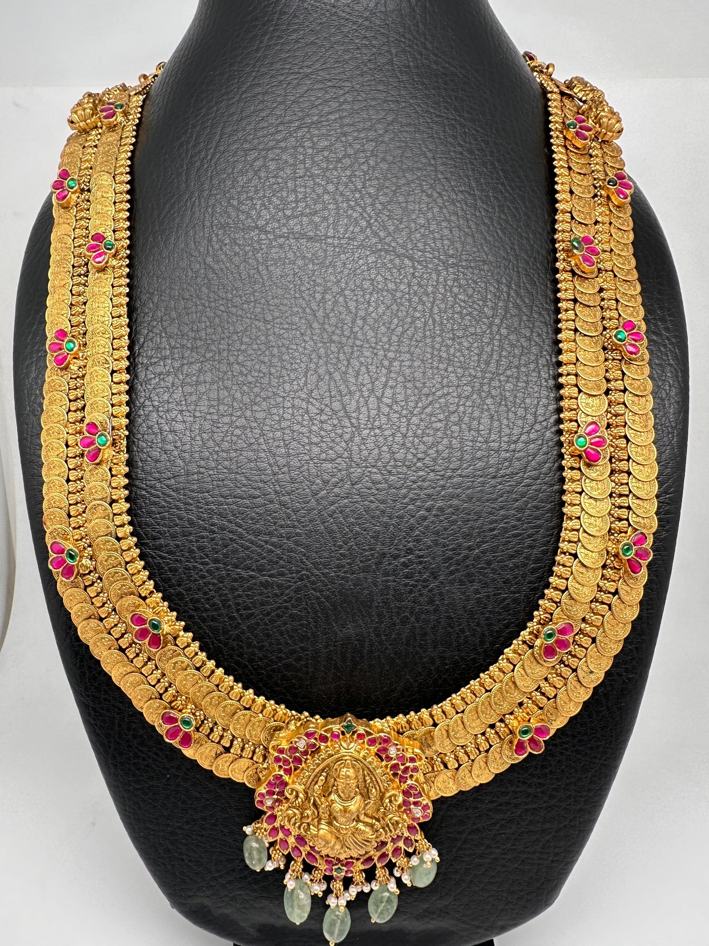 Jadau Kundan Goddess Lakshmi  Kassu Coins Long Necklace