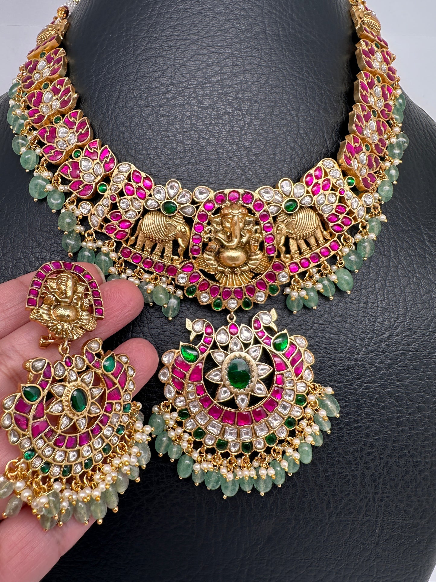 Jadau Kundan Ganesha Neckline Necklace