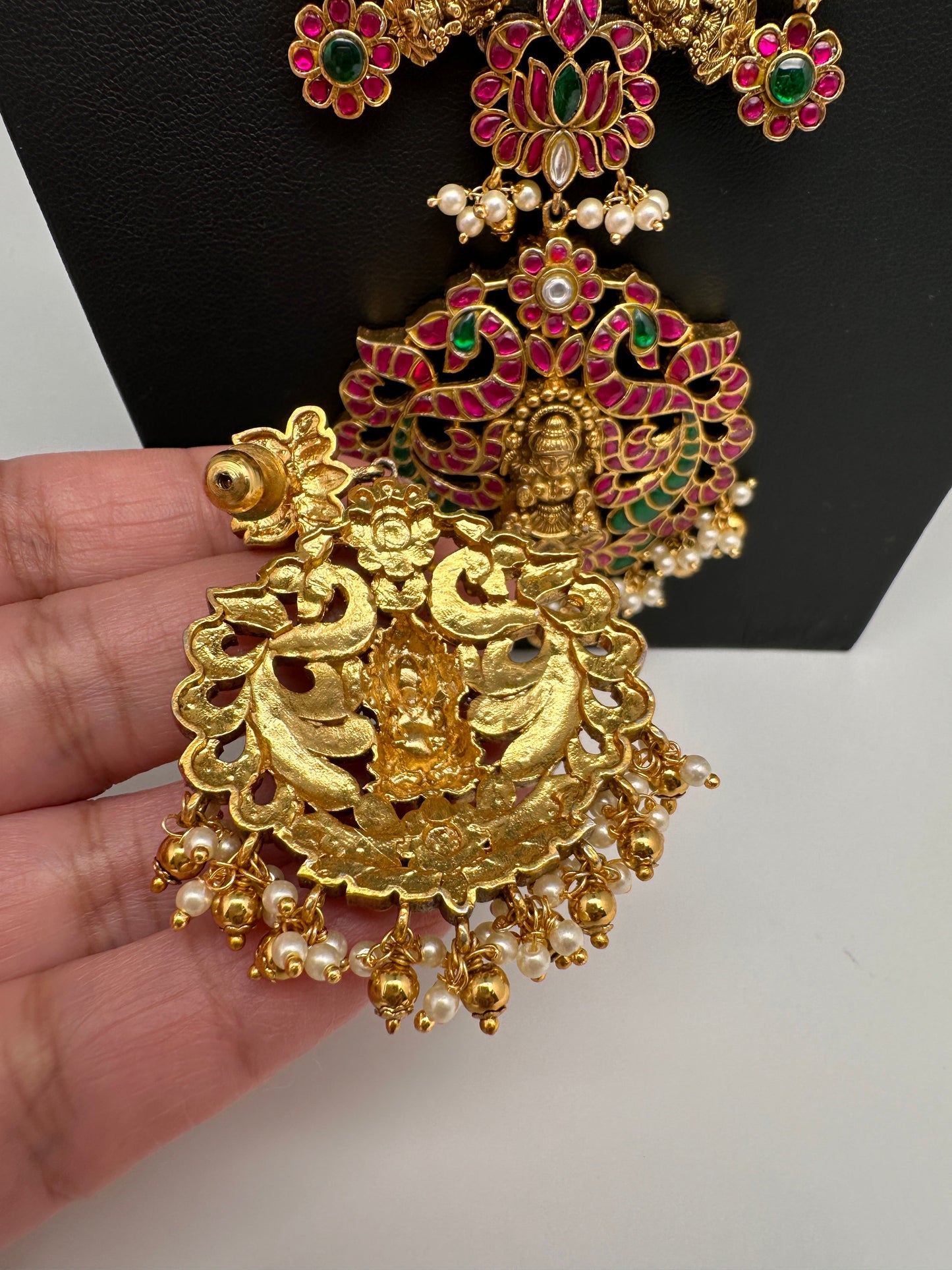 Jadau Kundan Goddess Lakshmi Lotus Long Necklace