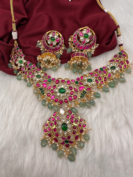 Jadau Kundan Neckline with Jhumka Earrings