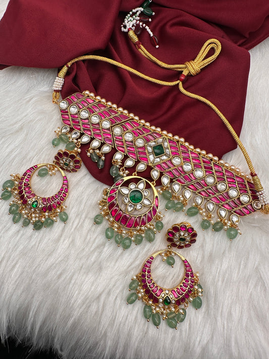 Jadau Kundan Choker with Chandballi Earrings