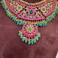 Jadau Kundan Neckline Necklace with Emerald Beads