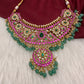 Jadau Kundan Neckline Necklace with Emerald Beads