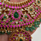 Jadau Kundan Neckline Necklace with Emerald Beads