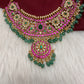 Jadau Kundan Neckline Necklace with Emerald Beads