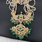 Clear Jadau Kundan Rice Pearls Emerald Beads Long Necklace