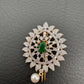 Diamond Finish CZ Emerald Stone Jada Billa Hair Pin Set