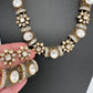 Moissanite Kundan Color Stone Necklace - Black