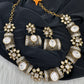 Moissanite Kundan Color Stone Necklace - Black