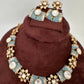 Moissanite Kundan Color Stone Necklace - Turquoise