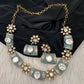 Moissanite Kundan Color Stone Necklace - Turquoise