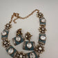 Moissanite Kundan Color Stone Necklace - Turquoise