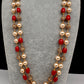 Golden Nakshi Ball Coral Pearls Double Layer Necklace