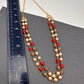 Golden Nakshi Ball Coral Pearls Double Layer Necklace