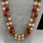 Golden Nakshi Ball Coral Pearls Double Layer Necklace