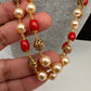 Golden Nakshi Ball Coral Pearls Double Layer Necklace